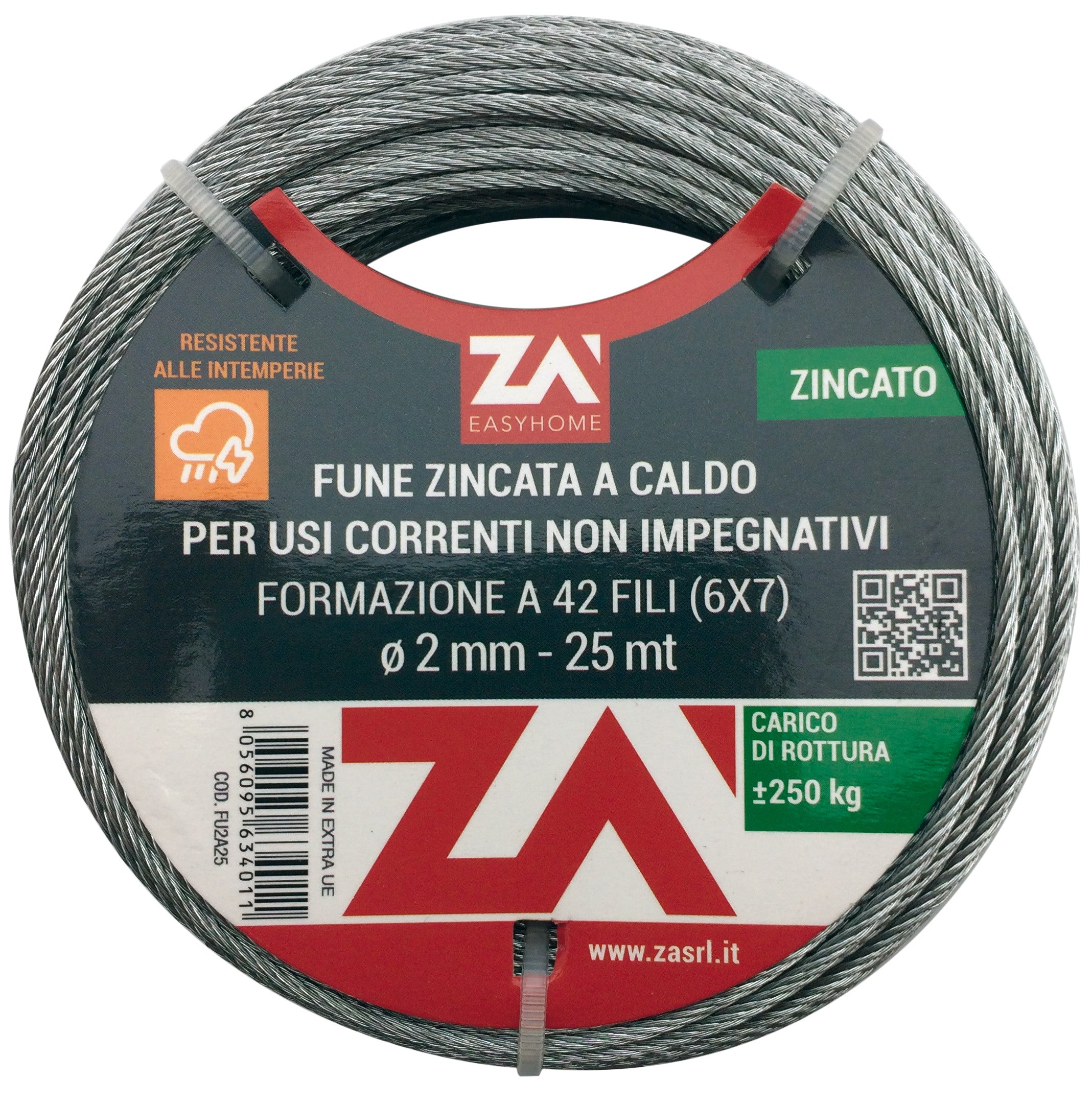 cavetto acciaio 49fili anima acciaio 1.8mm 9mt