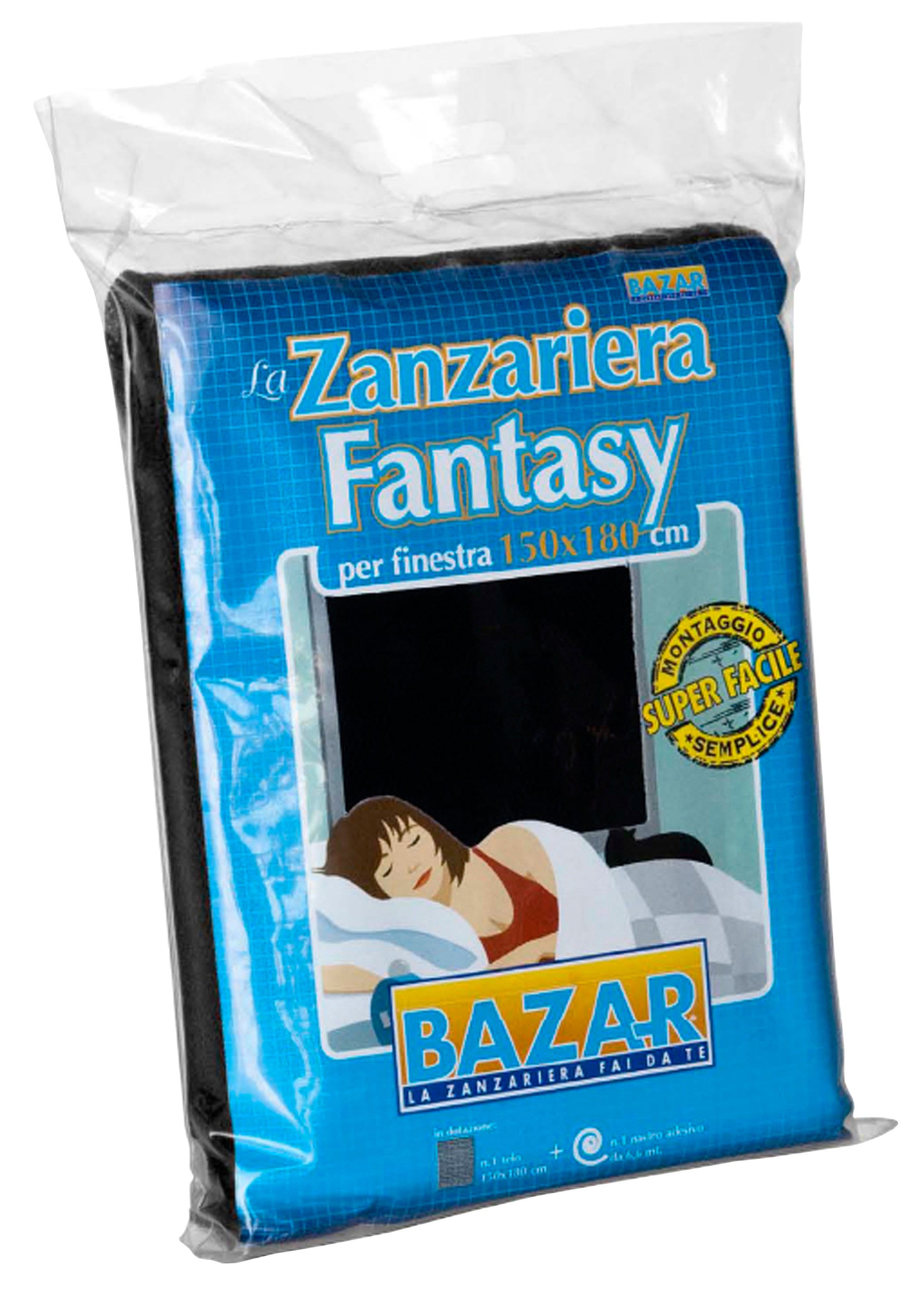 zanzariera per finestra adesiva 150x180 nera