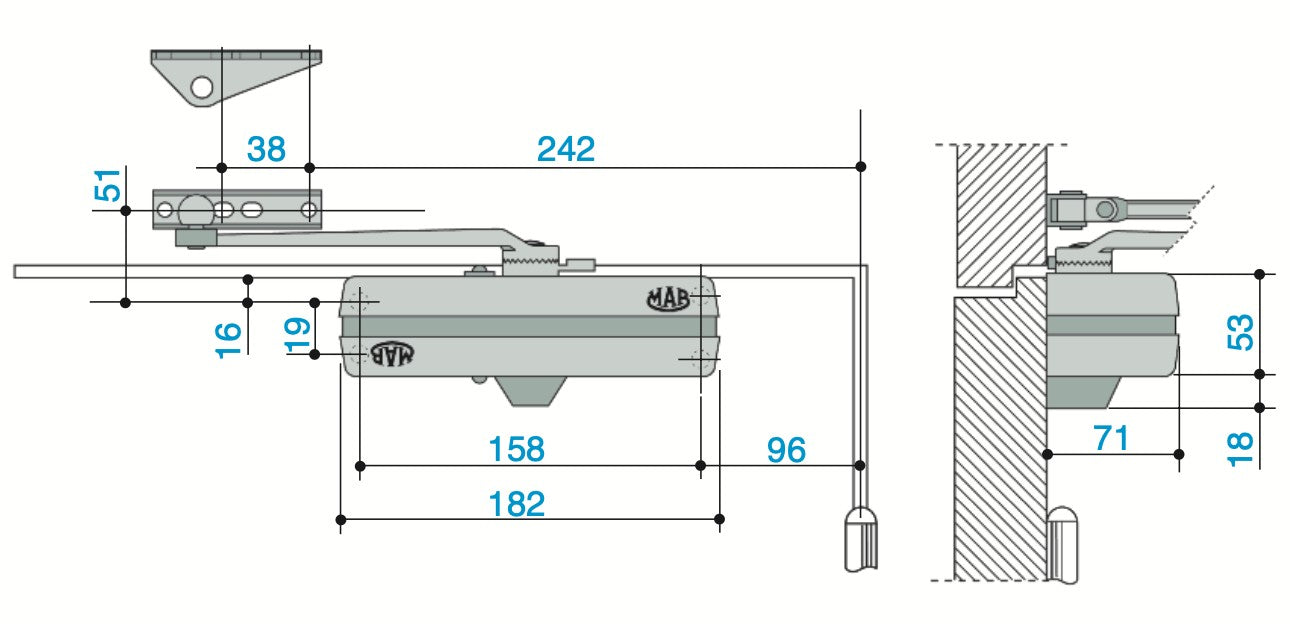 chiudiporta MAB 564 nero Assa Abloy