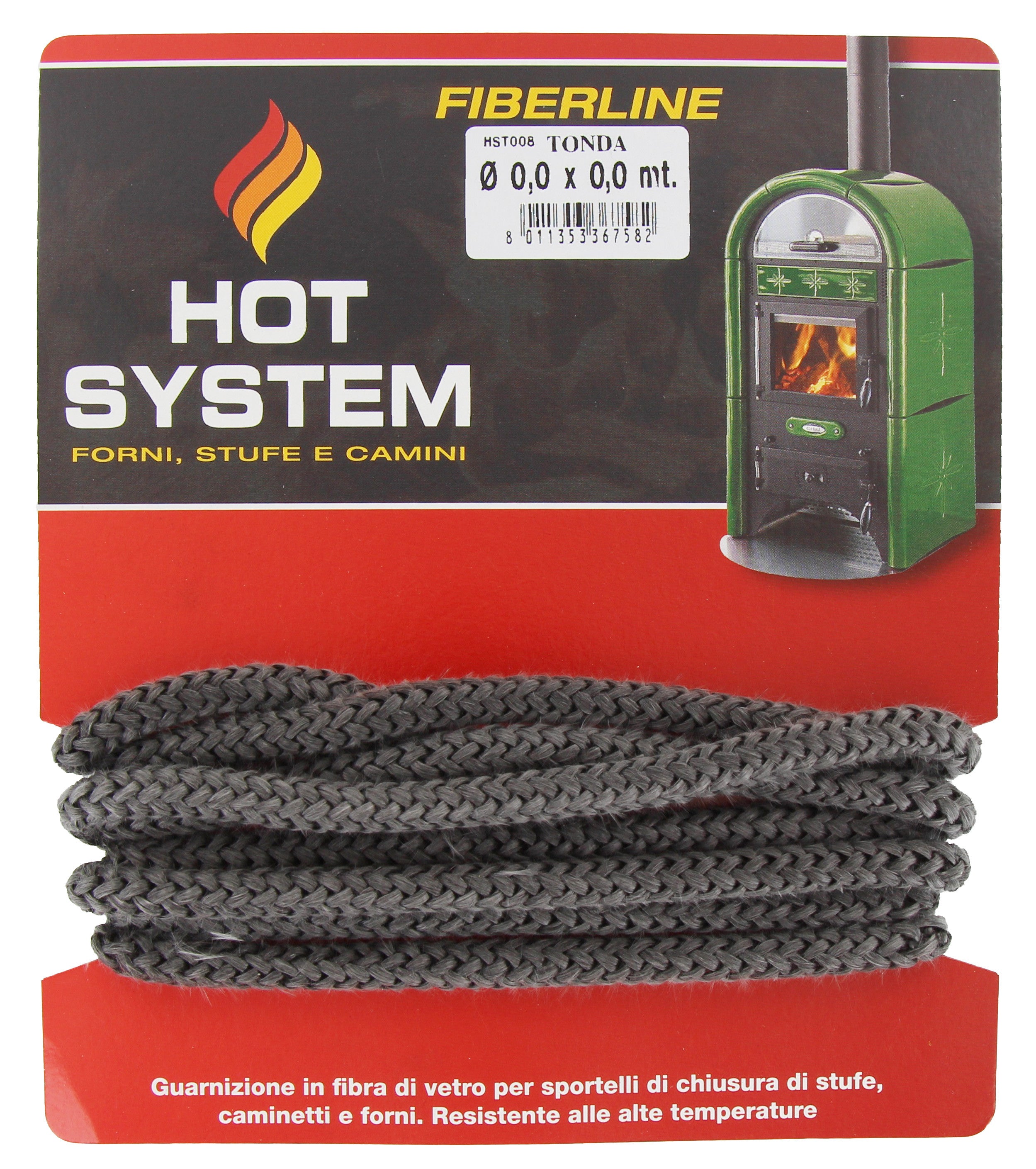 guarnizione tonda sportello stufa 8x2,5mt