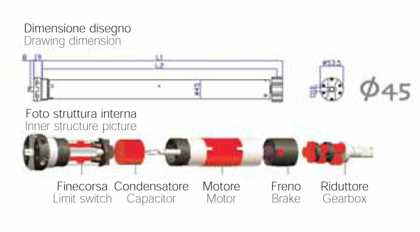 motore tapparella elettrica 20 nm 40kg