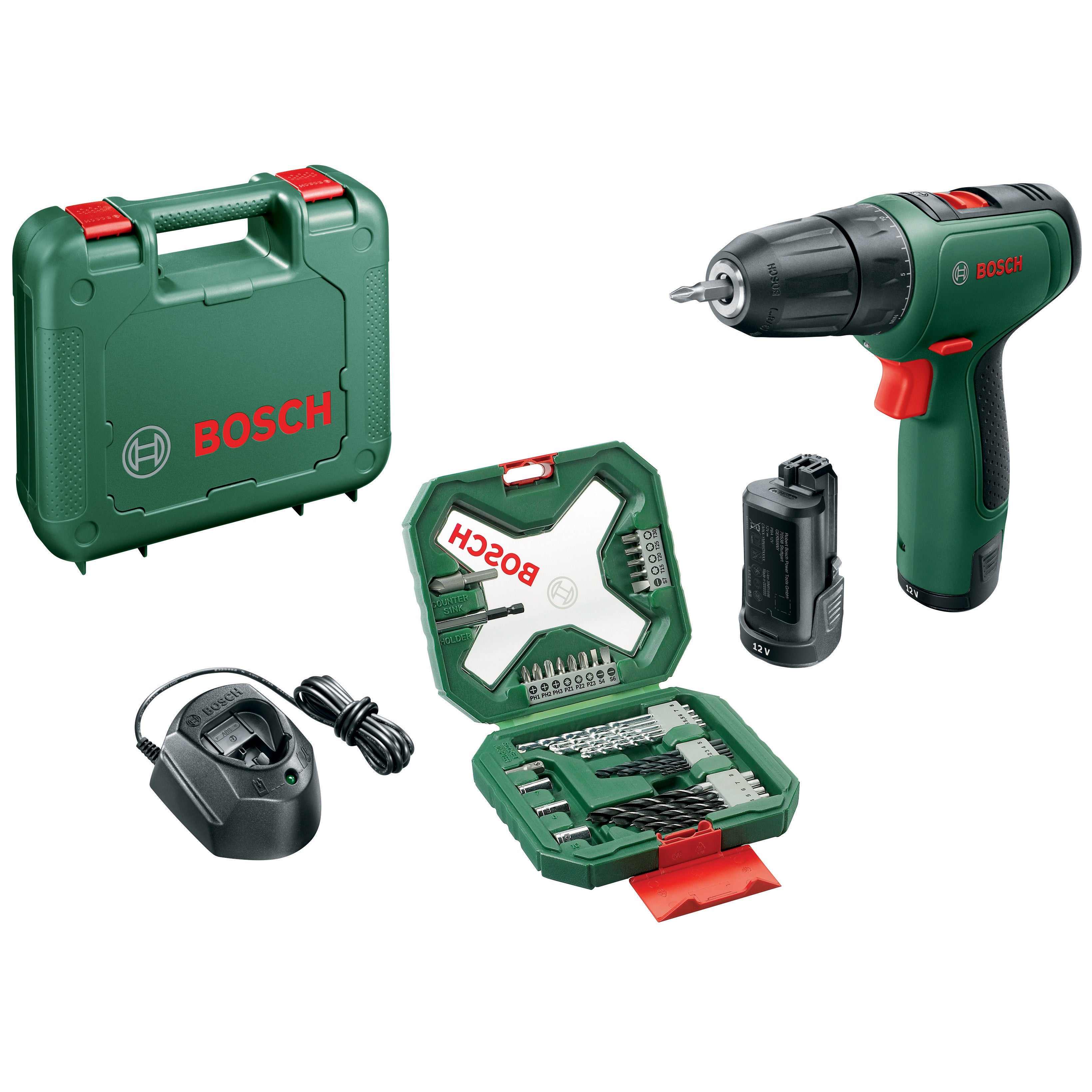 bosch easydrill1200kit mini trapano avvitatore 2 batterie 1.5ah