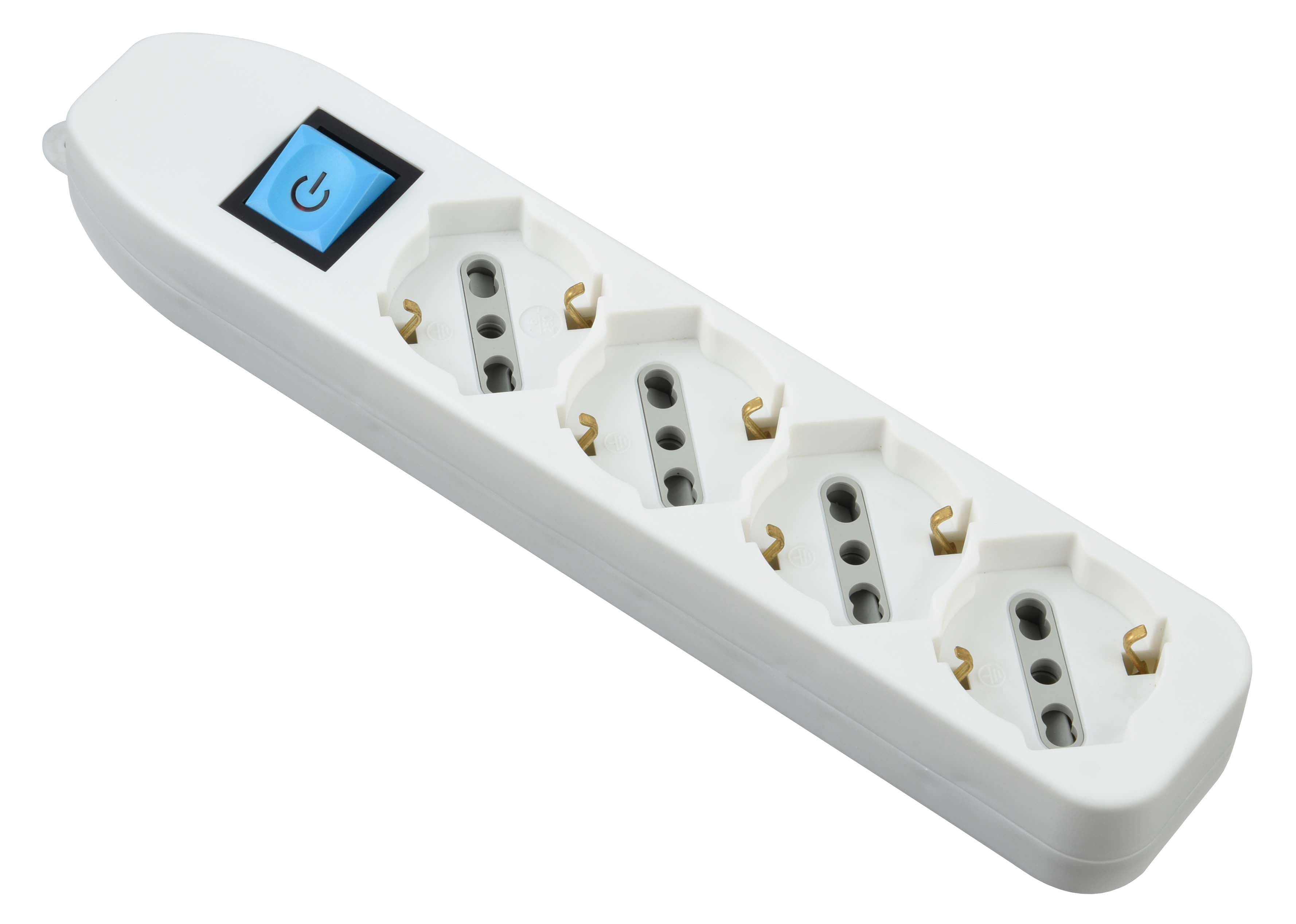 Multipresa 4 posti polivalenti schuko interruttore bianca