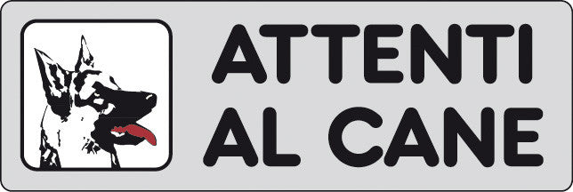etichetta adesiva segnaletica 150x50 attenti al cane