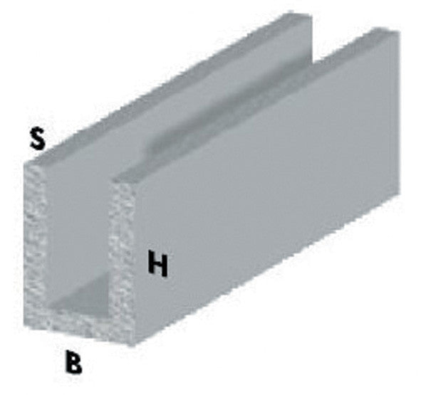 profilo alluminio ad U 10X15 argento altezza 1 metro