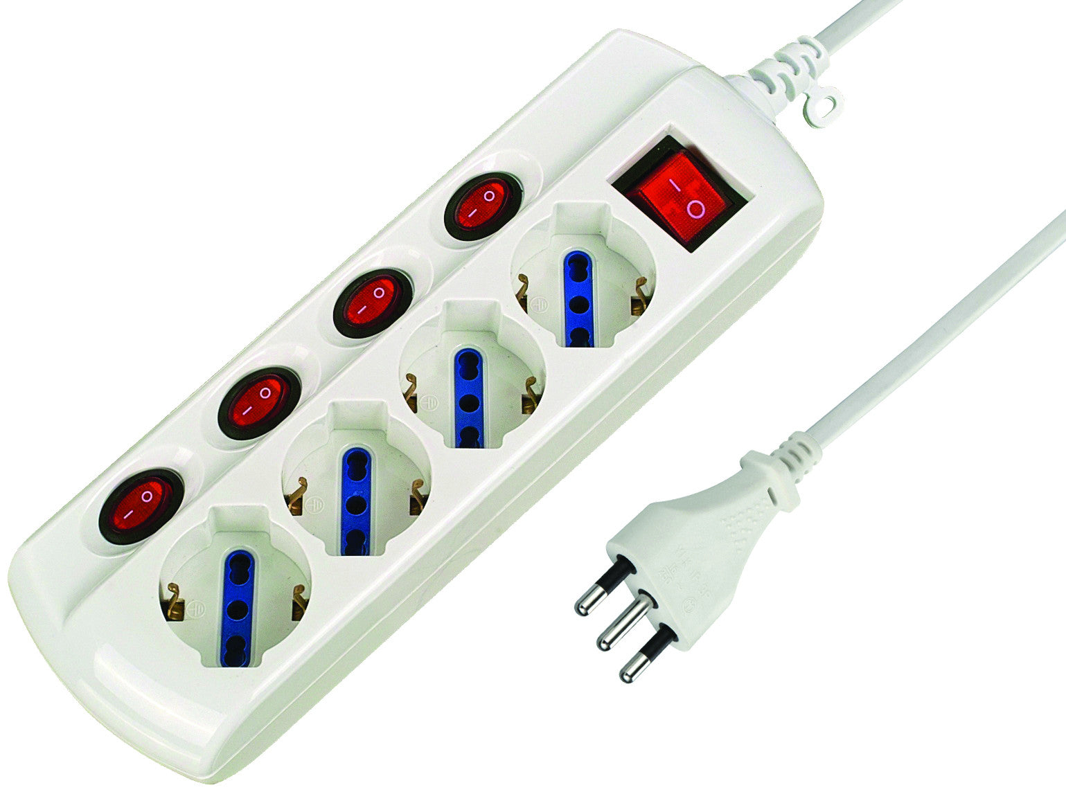 multipresa 4 posti bipasso schuko 5 interruttori