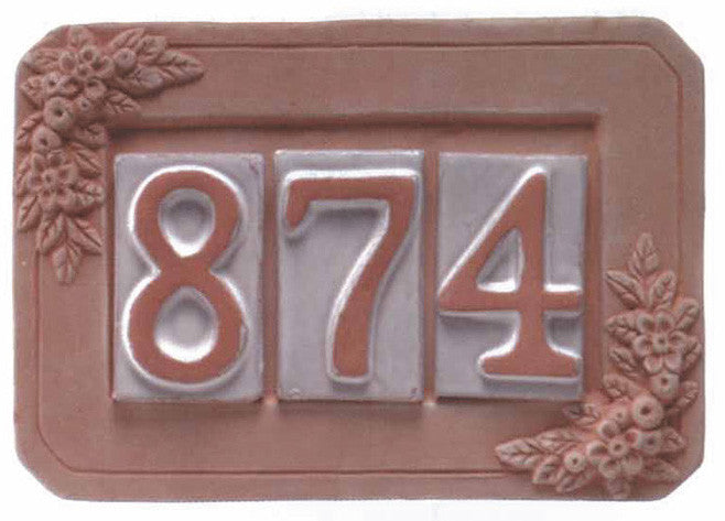 Base numero civico terracotta 3 posti 24x16cm