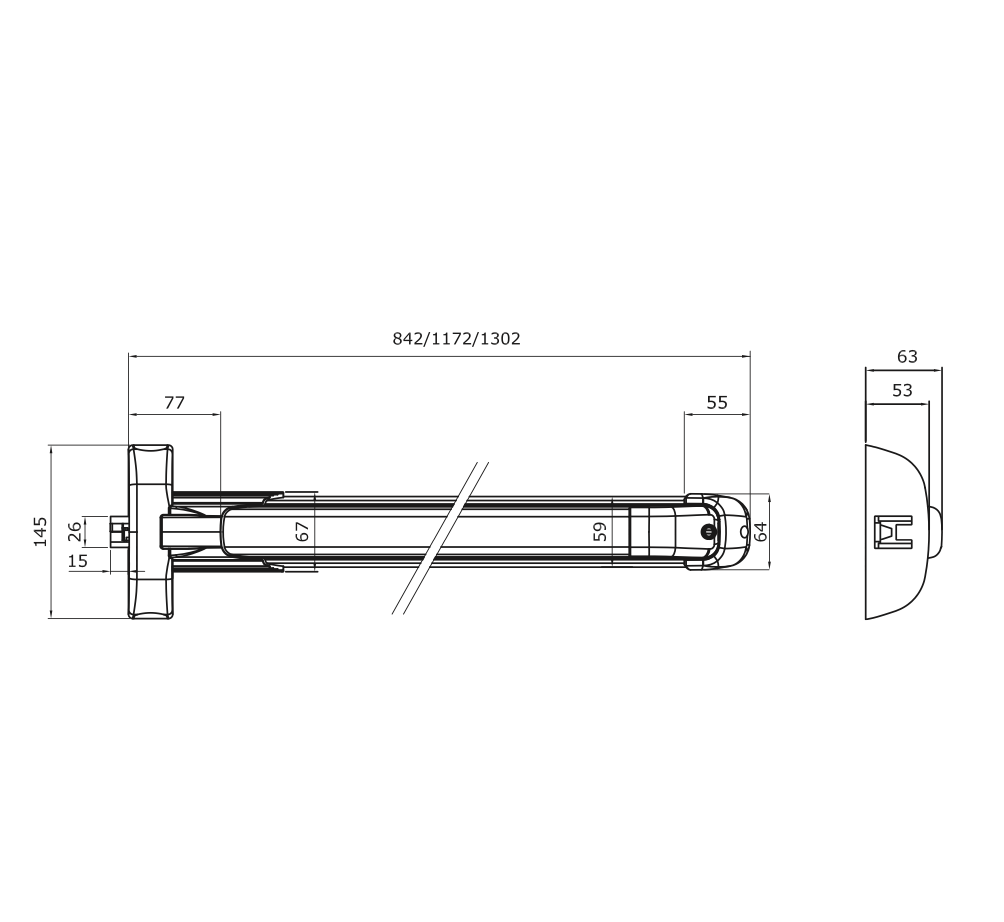 maniglione antipanico iseo push bar modulare larghezza 1170mm
