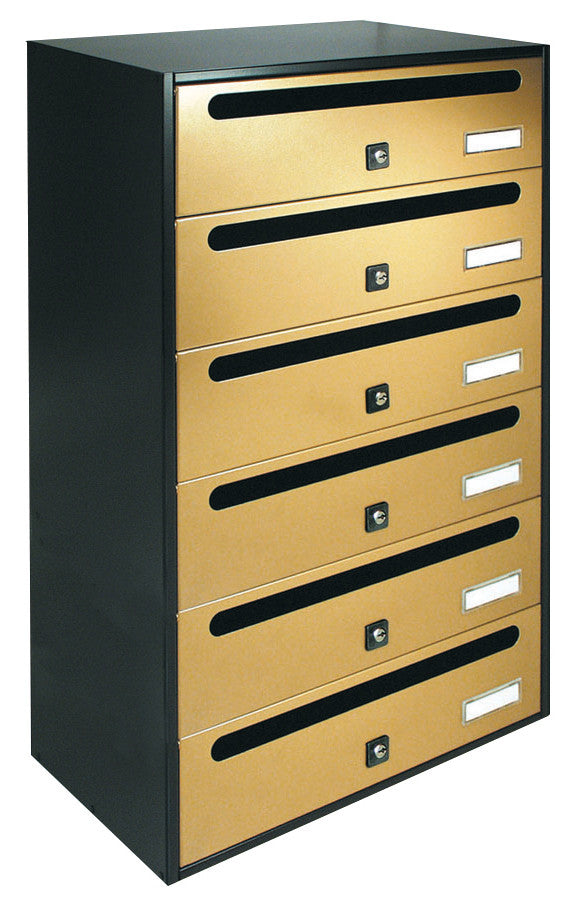 alubox cassetta postale cubo orizzontale 6 posti oro