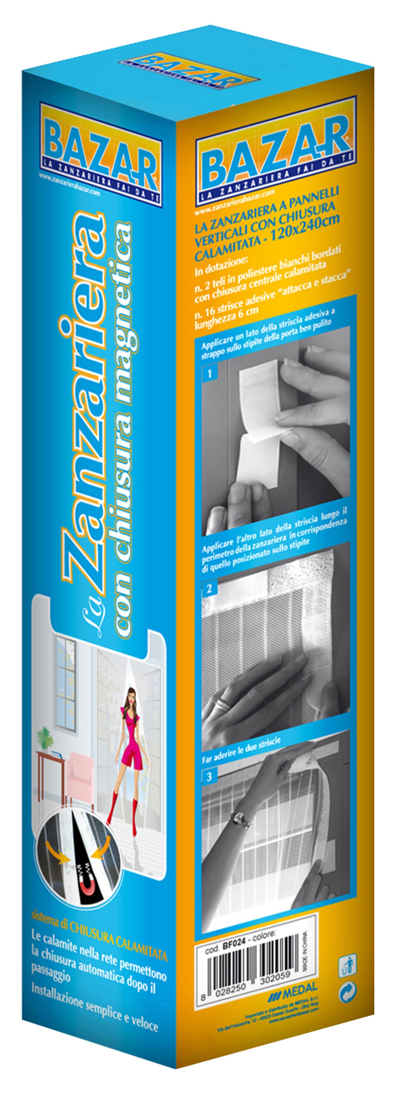 zanzariera per porta adesiva magnetica 120x240h nera