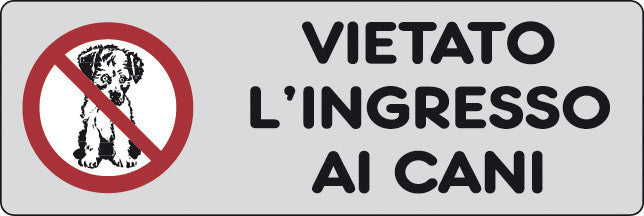 etichetta adesiva segnaletica 150x50 vietato ingresso cani