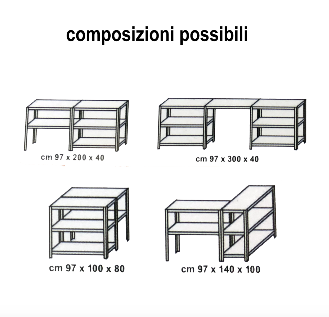 kit scaffale metallo incastro 5 ripiani zincato