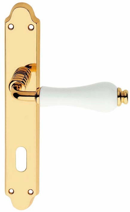 maniglia porte interne 8/70 ottone porcellana bianca