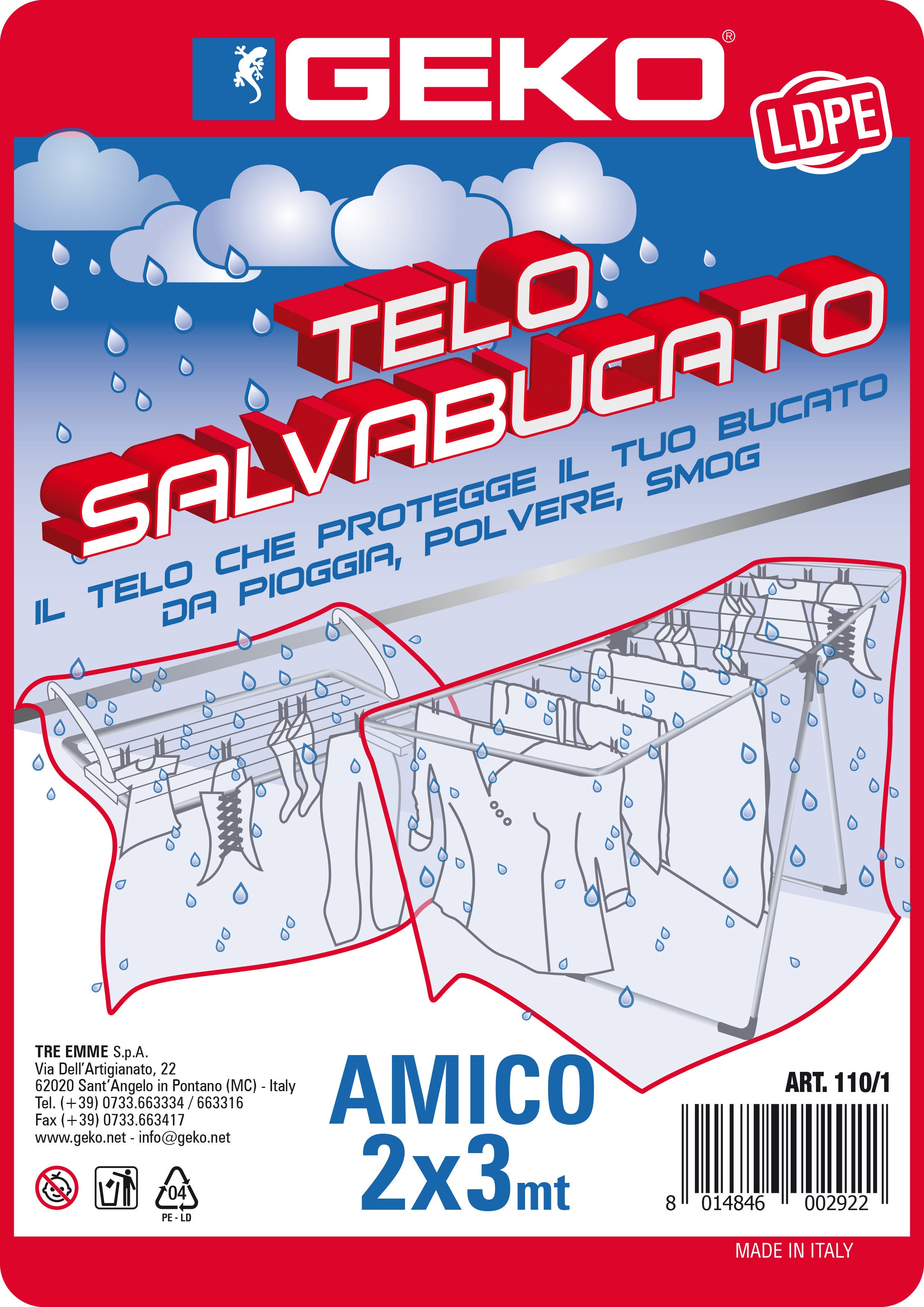 telo antipioggia salvabucato 3x2mt
