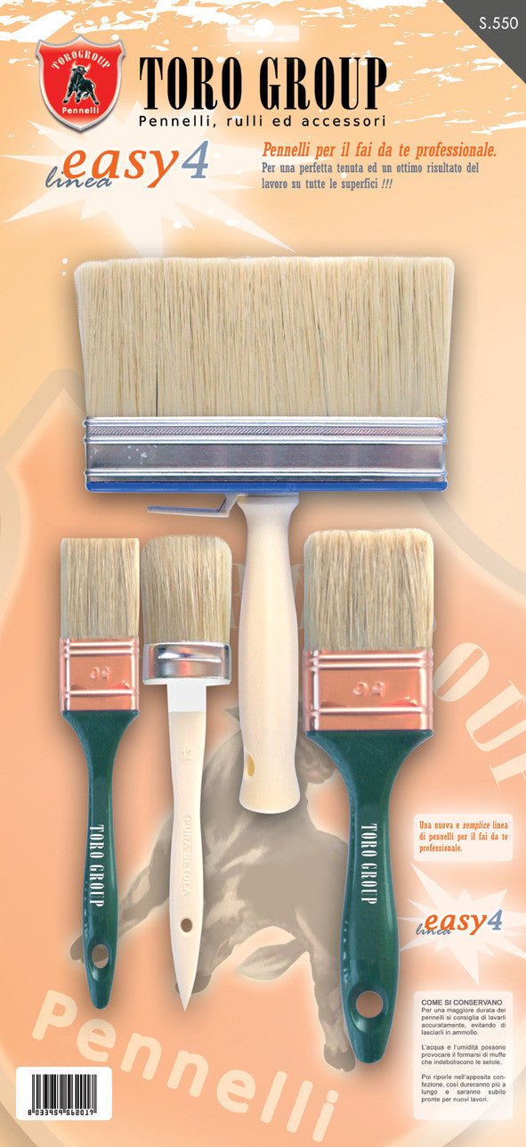 set 4 pennelli setola bionda