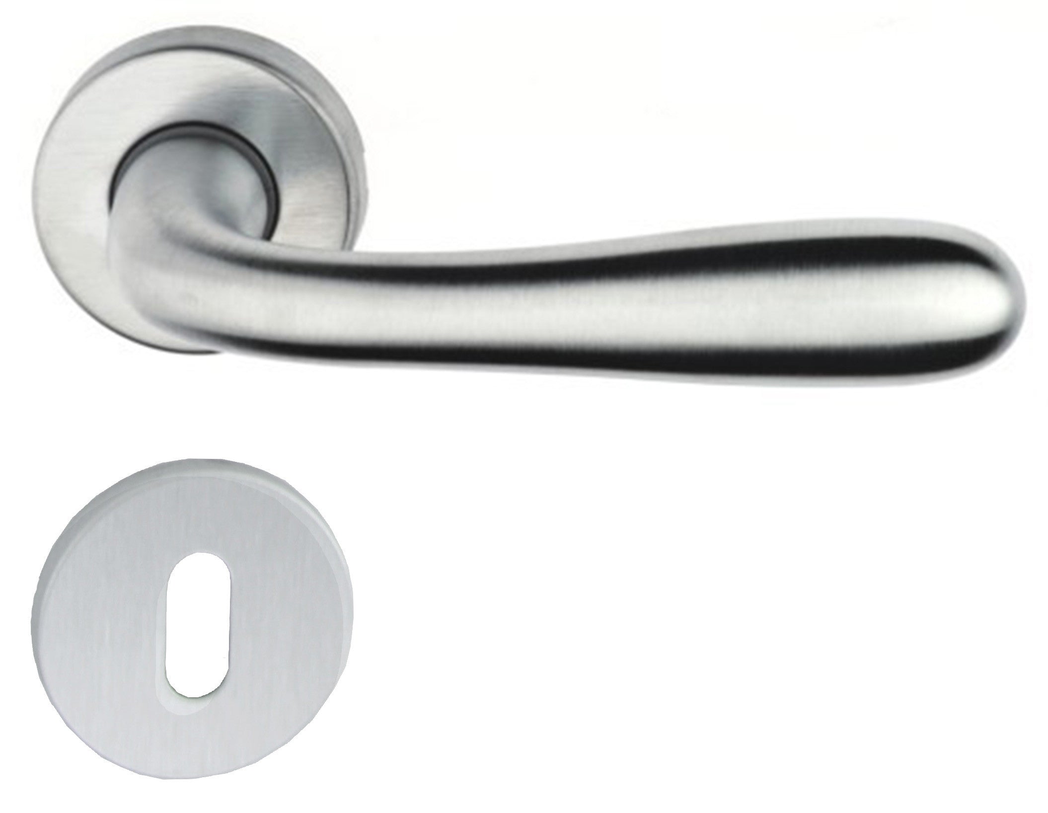 maniglia per porta con rosetta cromo satinato