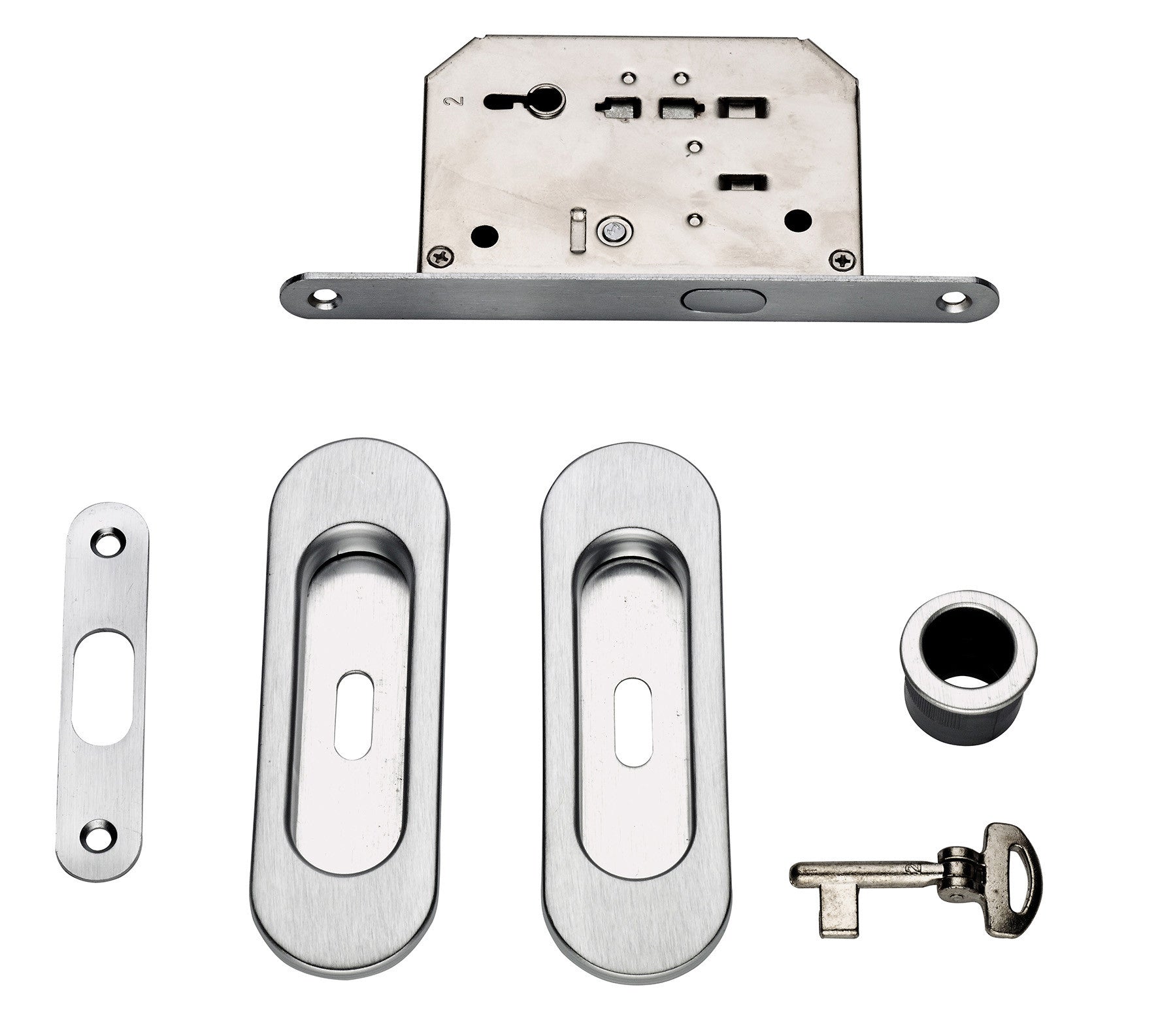 kit porte scorrevoli serratura vaschette ovale cromo satinato