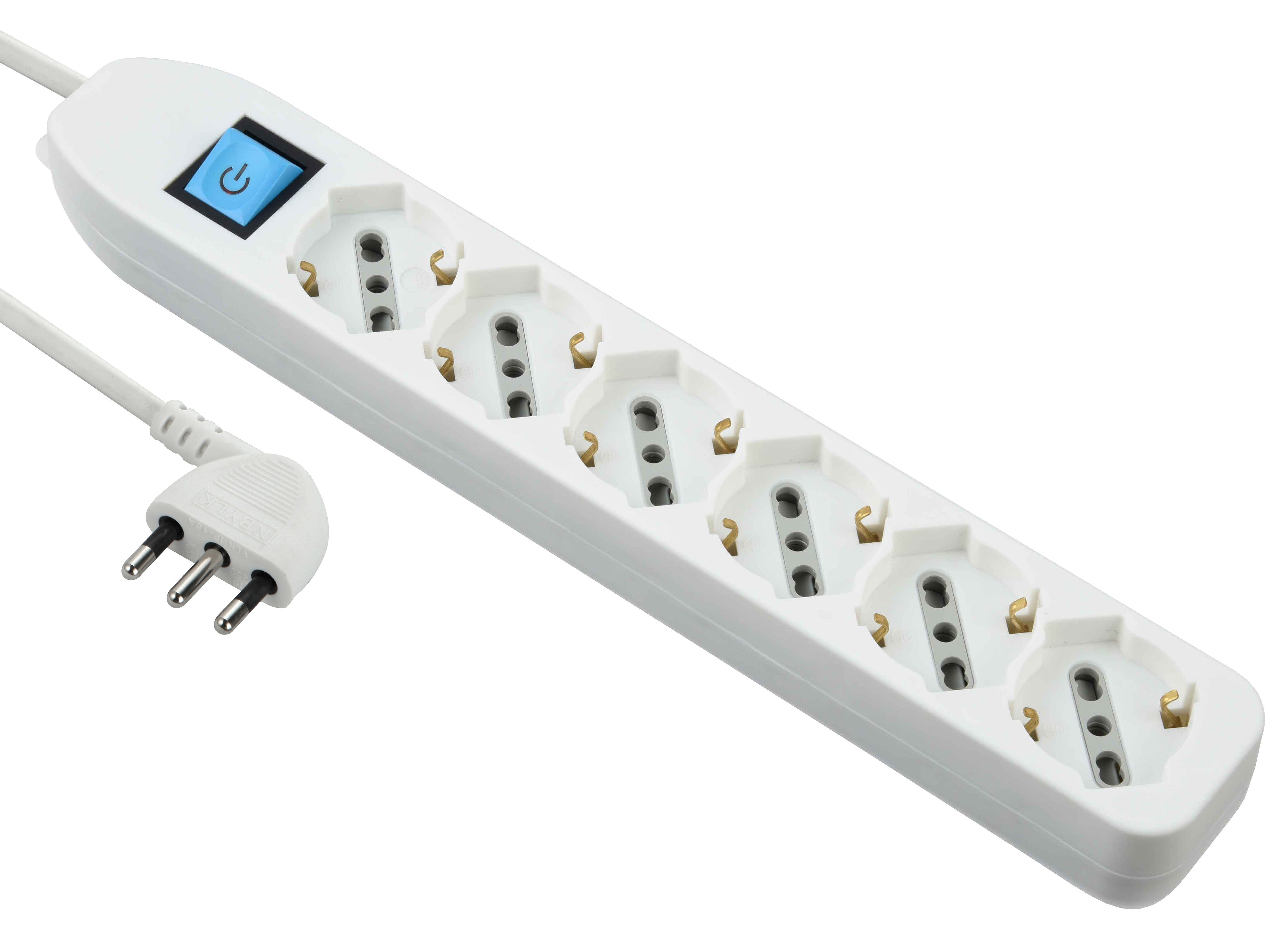 multipresa 6 posti bip/schuko con interruttore bianca