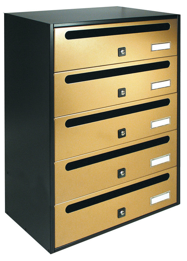 alubox cassetta postale cubo orizzontale 5 posti oro