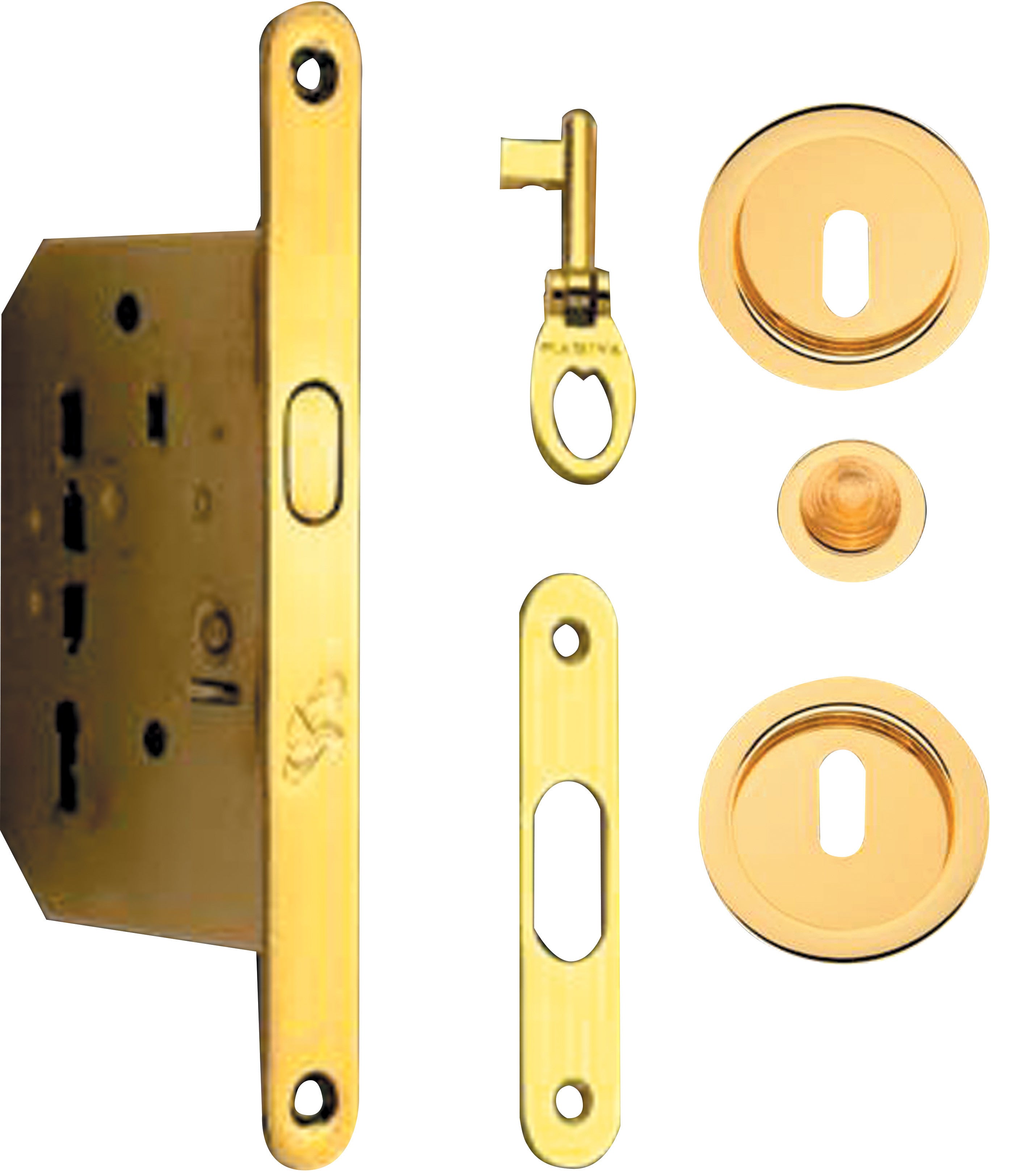 kit porte scorrevoli serratura vaschette tonde ottone
