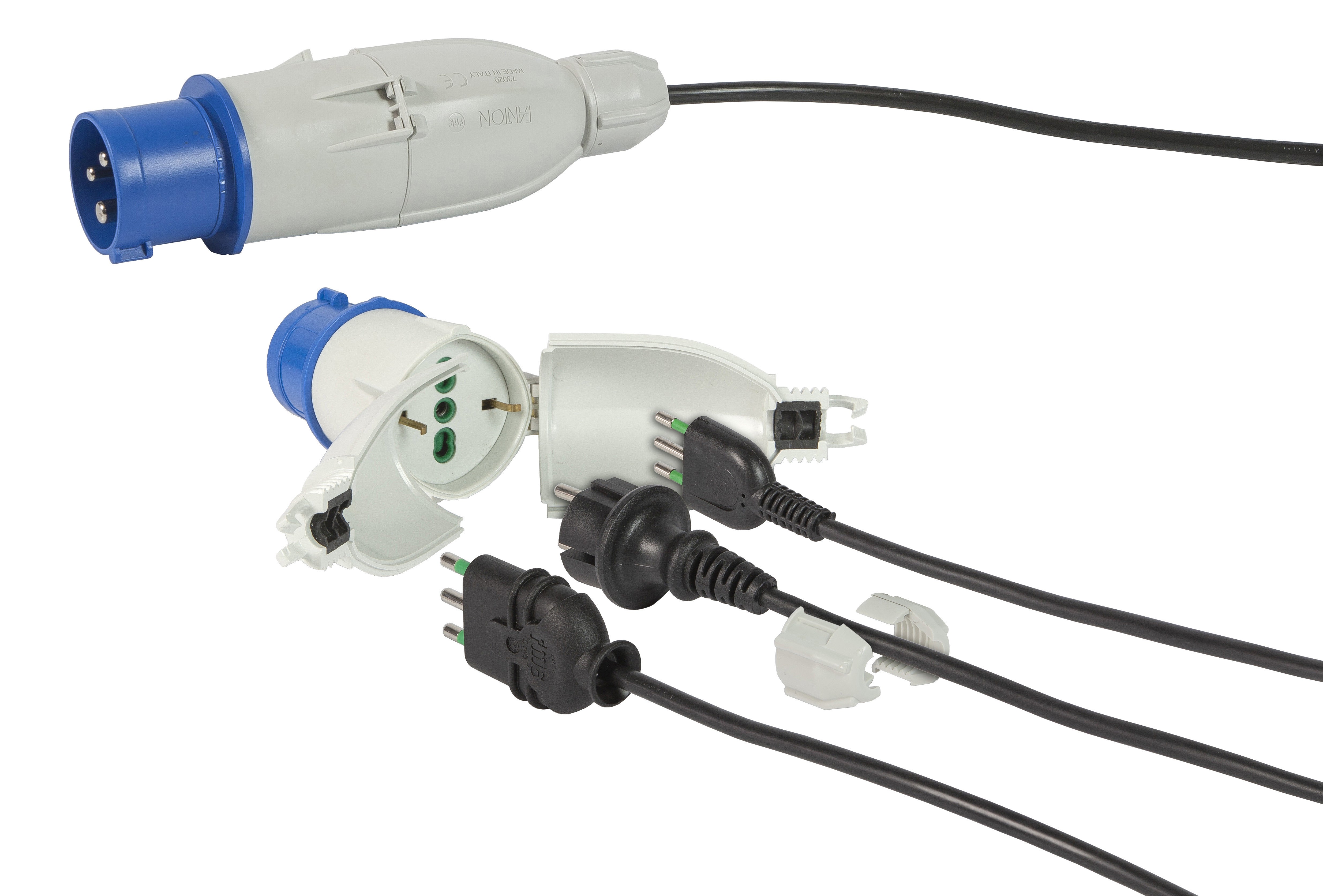 Adattatore convertispina da cantiere da spina industriale a civile bipasso schuko FME 73020