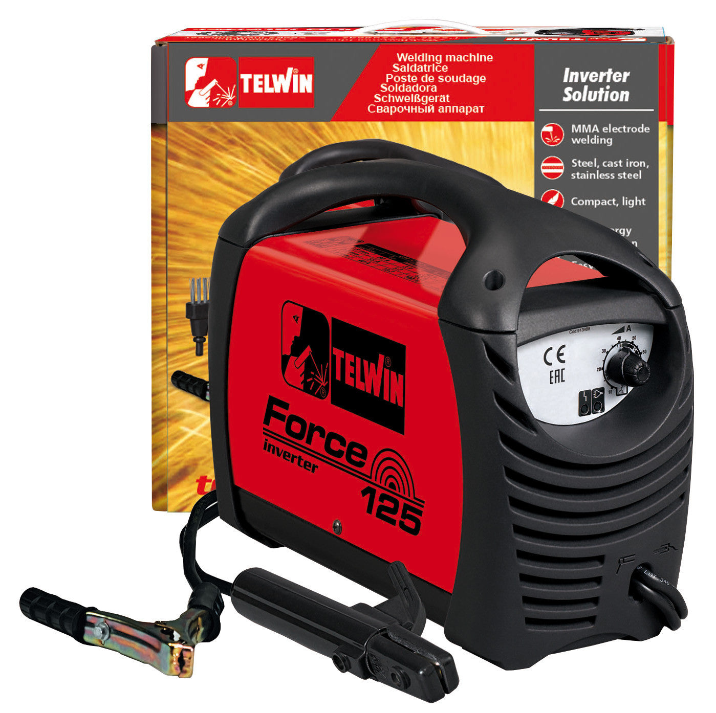 saldatrice ad inverter force 125 con kit e valigetta cartone