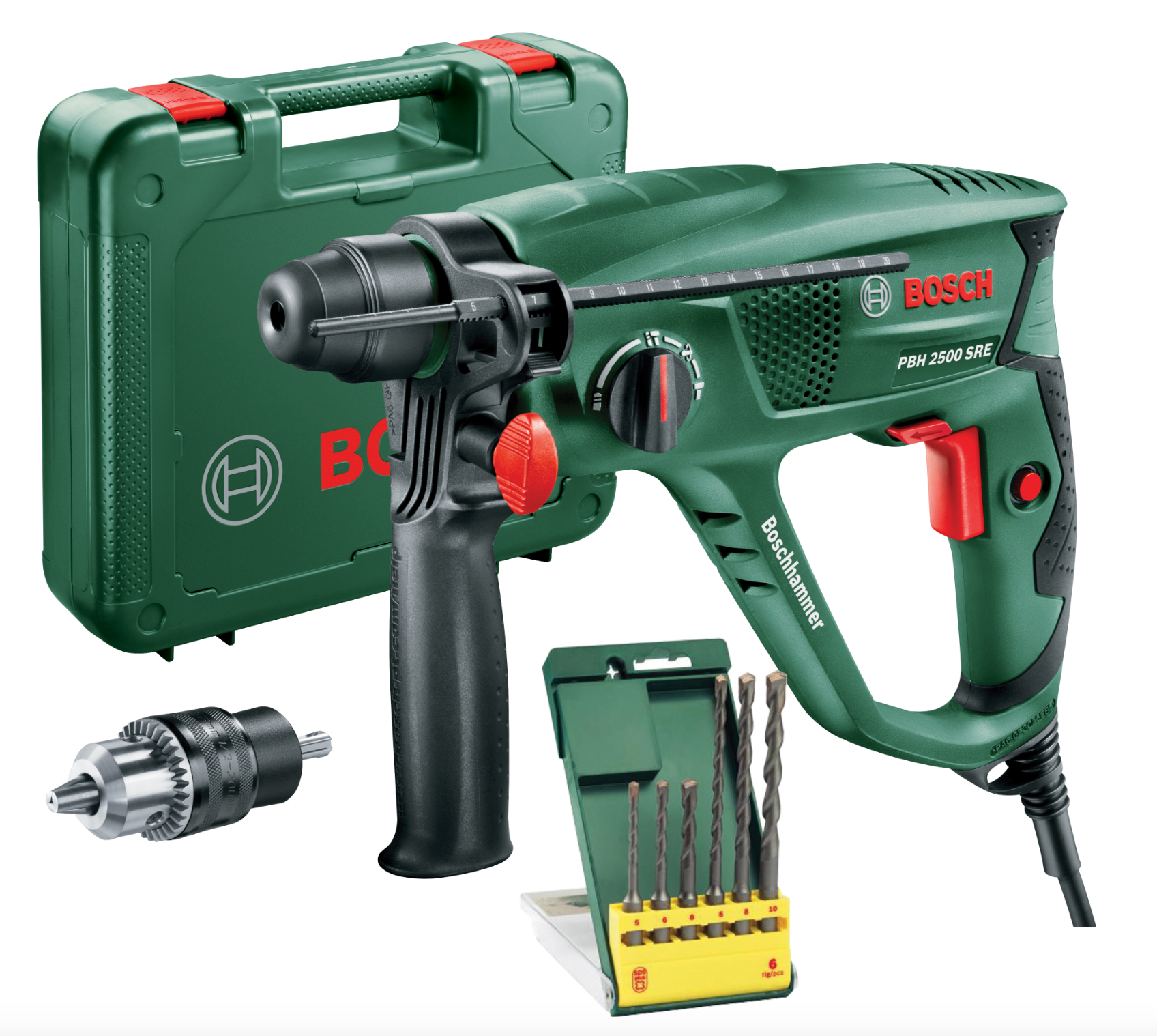 bosch martello perforatore 600w 6 punte pbh2500srekit