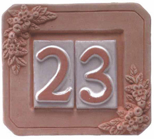 Base numero civico terracotta 2 posti 18x16cm