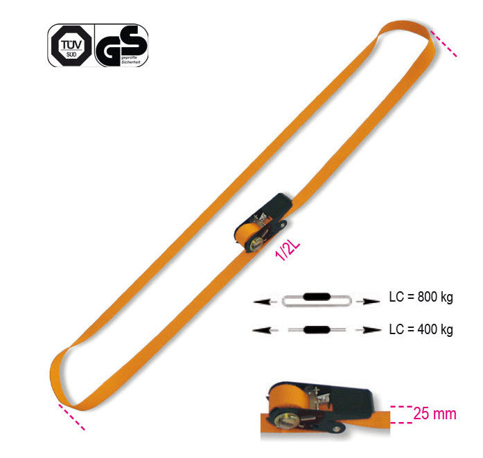 cinghia anello a cricchetto 25x5mt trazione 800kg