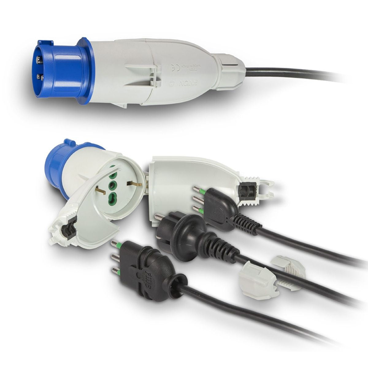 Adattatore convertispina da cantiere da spina industriale a civile bipasso schuko FME 73020