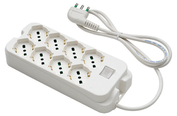 multipresa con interruttore 8 posti bipasso/schuko
