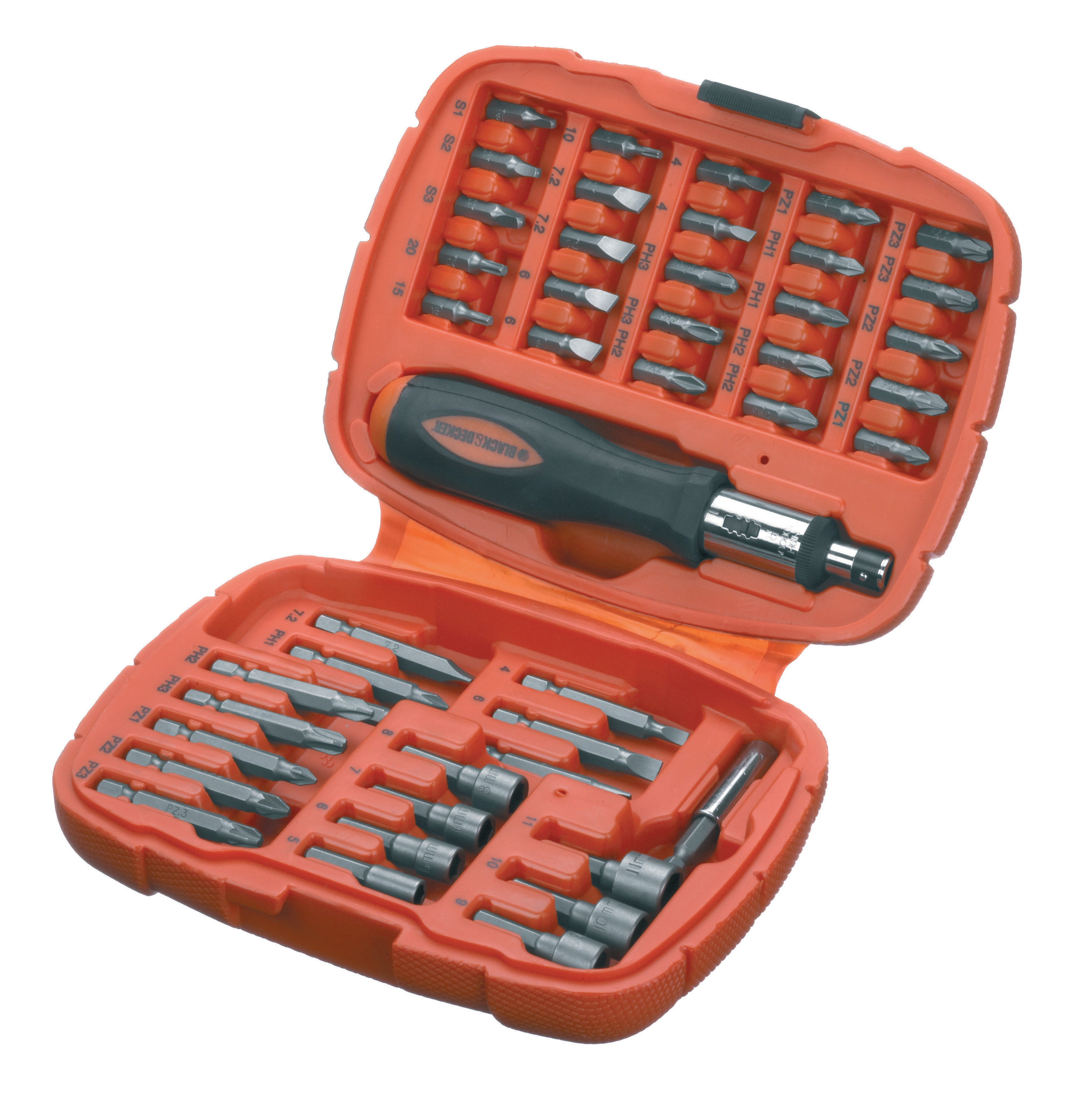 set giravite cricchetto con inserti Black&Decker A7039 45PZ