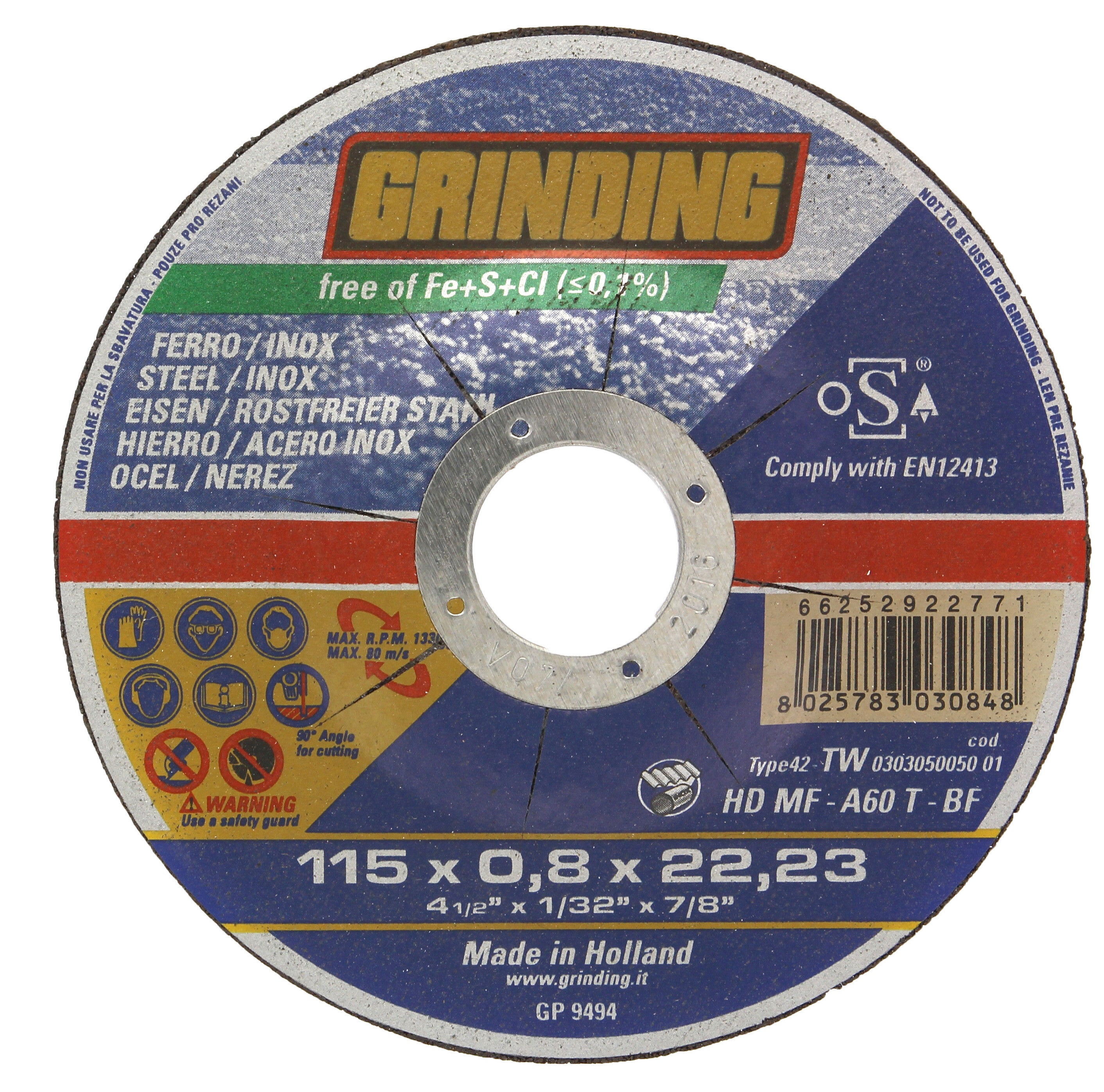 grinding disco piccolo per ferro 115x0,8