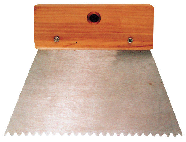 spatola dentata manico legno 18cm