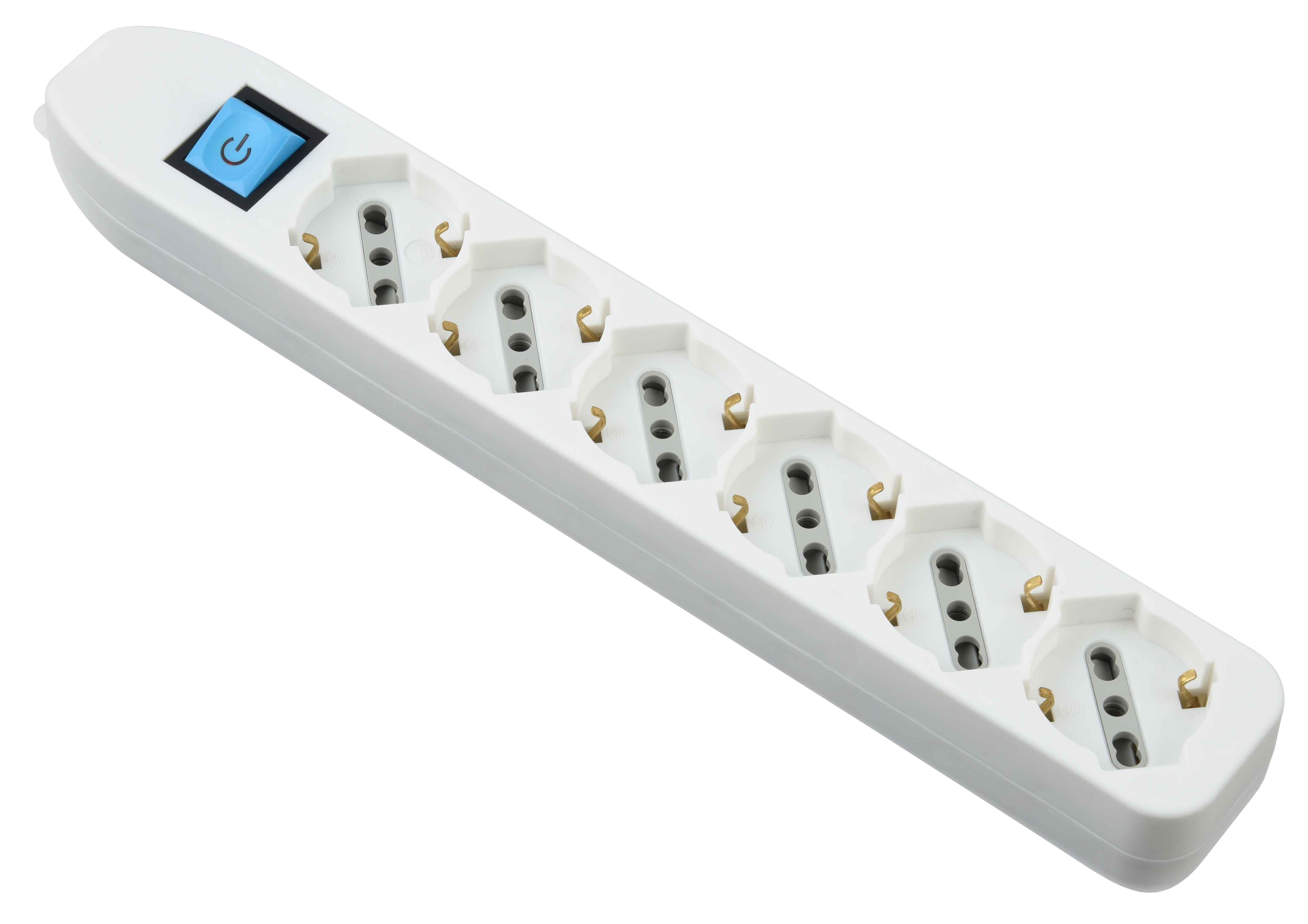 multipresa bianca con interruttore 6 posti bipasso/schuko senza cavo