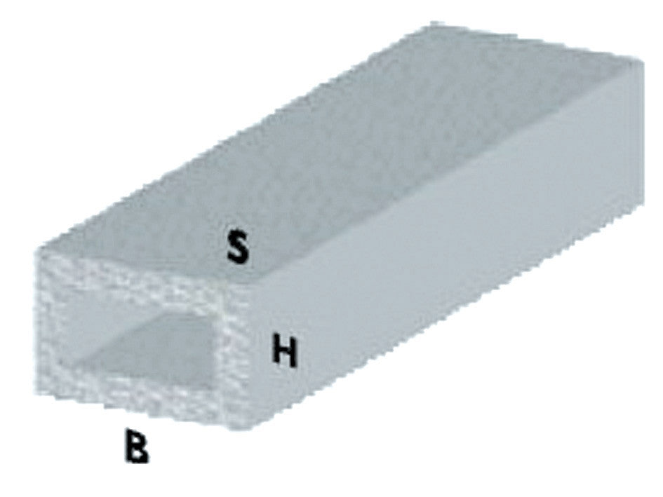 profilo alluminio rettangolare 20X10 argento altezza 1 metro