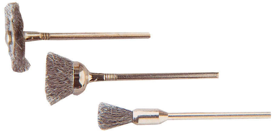 poggi mini spazzole acciaio 3pz gambo 3mm
