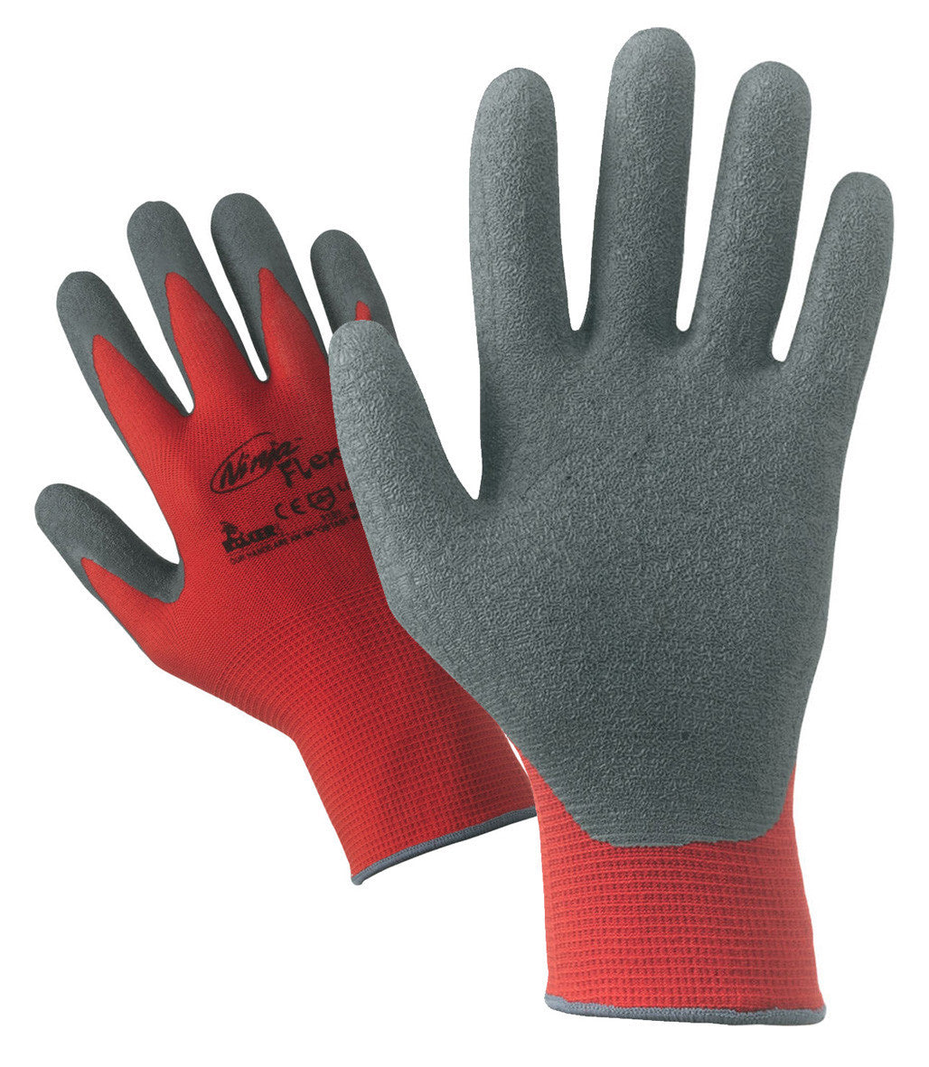 guanti lavoro nylon lattice rosso grigio taglia 10