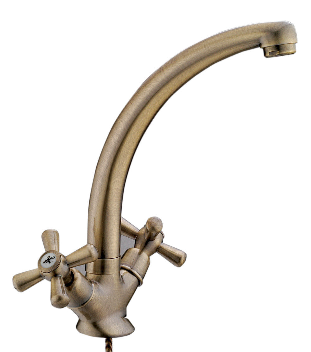 Rubinetto lavello canna alta croce bronzo serie sofia