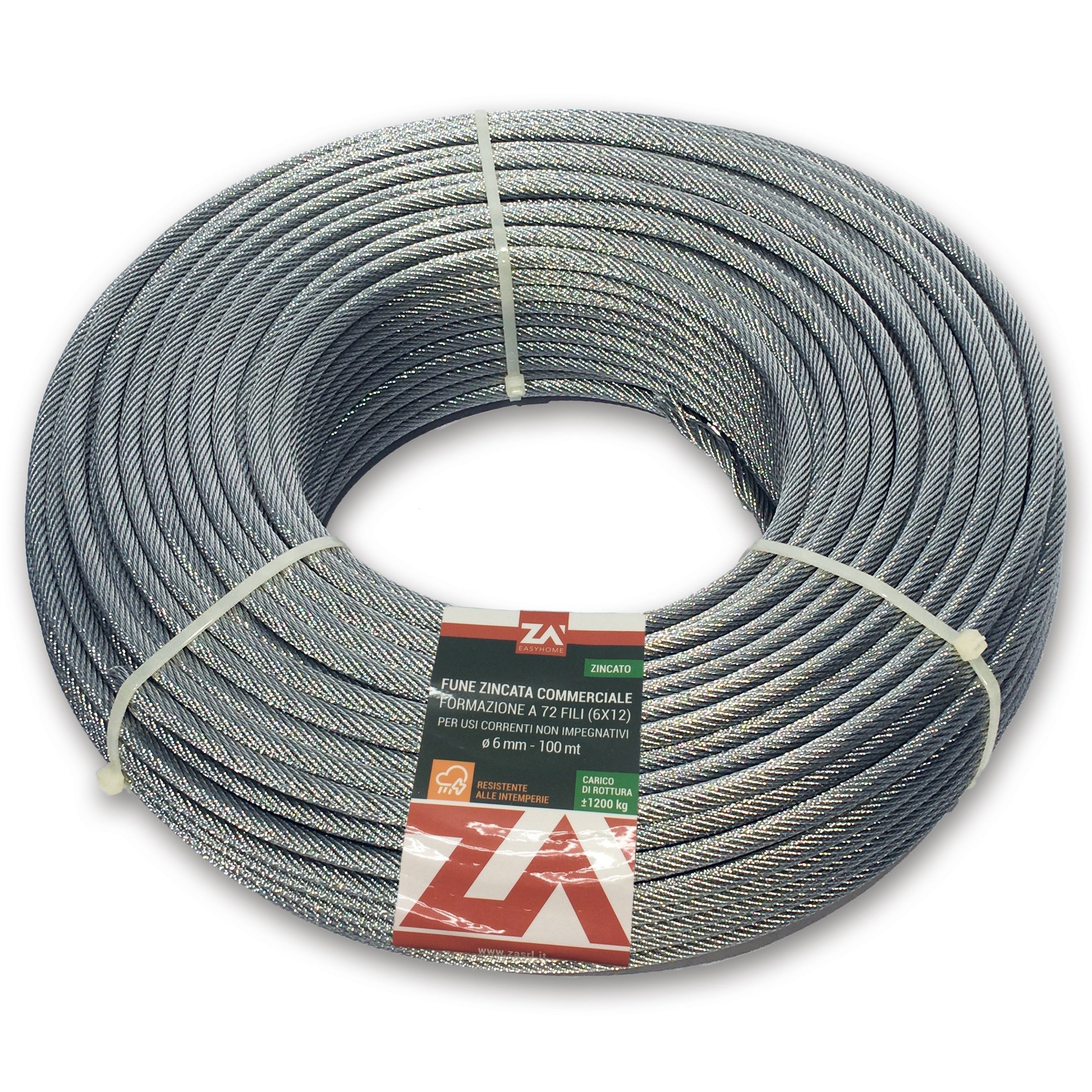 cavetto acciaio zincato antigiro 133fili 4mm 100mt
